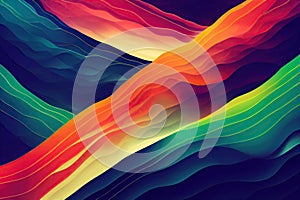 Neon curves bright vibrant colorful waves abstract background.