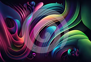 Neon curves multicolored background flow ribbons