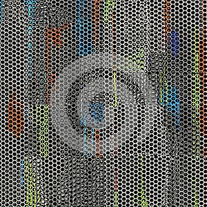 Neon Cyberpunk Hexagonal Mesh Grid Pattern