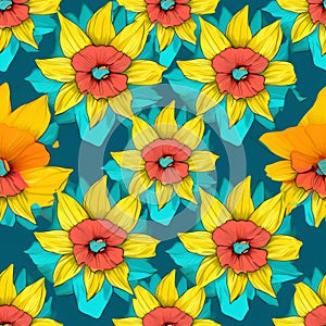 Neon Daffodil Pattern: Gregoire Guillemin Inspired Pop Art