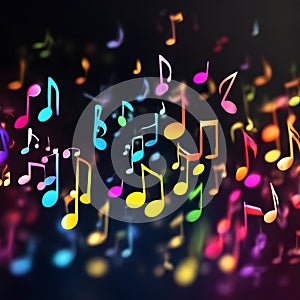 Neon Dancing Music Notes