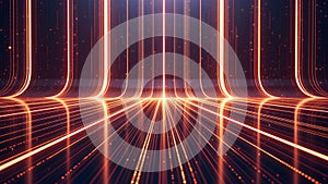 Neon Data Stream Abstract Background with Futuristic Glowing Lines