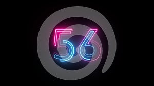 Neon digit 56 with alpha channel, neon digits, number fifty six