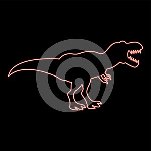 Neon dinosaur tyrannosaurus t rex red color vector illustration image flat style photo
