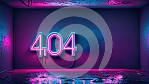Neon Disconnection: 404 Error Message in Vivid Lights