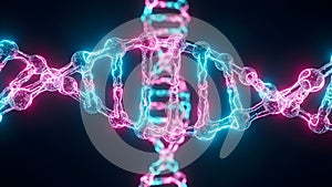 Neon DNA Molecule Structure on Dark Background