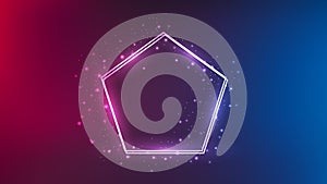 Neon double frame with shining effects and sparkles