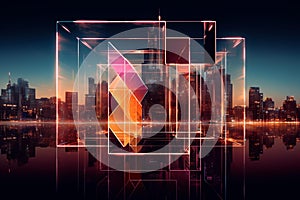 Neon Dreams: Abstract Digital World in Vibrant Geometric Shapes