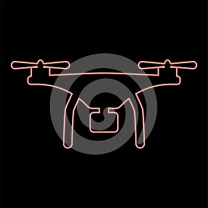 Neon drone with camera red color vector illustration image flat style
