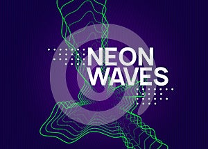 Neon edm flyer. Electro trance music. Techno dj party. Electroni