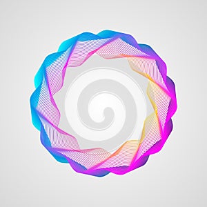 Neon effect. wavy bright gradient frame. Stylized Guilloche Element