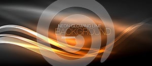 Neon elegant smooth wave lines digital abstract background