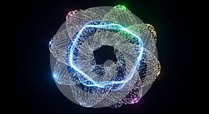 Neon energy flow forming a complex digital torus