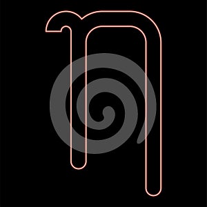 Neon eta greek symbol small letter lowercase font red color vector illustration image flat style