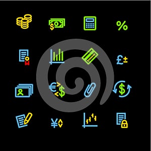 Neon finance icons