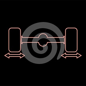 Neon fix car wheels computer wheel balancer icon red color vector illustration image flat style