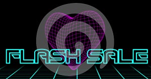 Neon Flash Sale text against retro heart