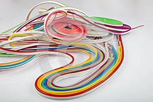 Neon flexible strip light. Flexible led tape neon flex in different colors on white background