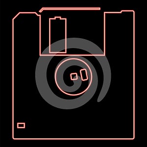 Neon floppy disk red color vector illustration flat style image