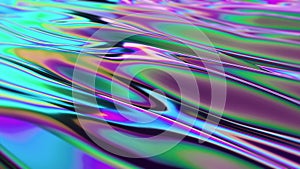 Neon flowing liquid waves abstract background. Seamless loop. Iridescent effect