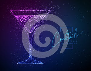 Neon fluid cocktail vector illustration.  Fluid background. Cosmopolitan cocktail