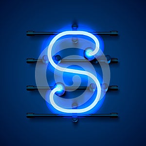 Neon font letter S, art design signboard.