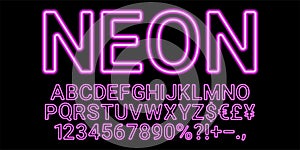 Neon font in purple color