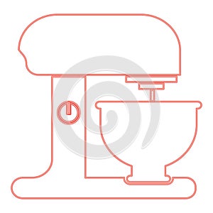 Neon food processor red color vector illustration flat style image