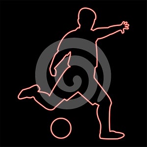 Neon footballer red color vector illustration flat style image