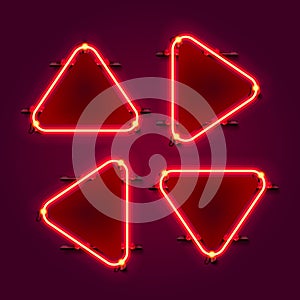 Neon frame arrow set collection. template design element.