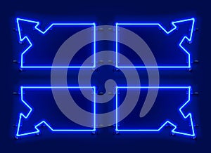 Neon frame arrow set collection. template design element