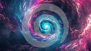 A neon galaxy spiral swirling with electric energy and intriguing mysteries waiting to be discovered