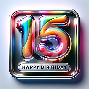 Neon Glow 15th Birthday Celebration Sign