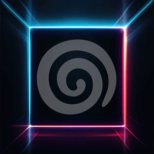 Neon Glow: Abstract Square Frame in Vivid Hues