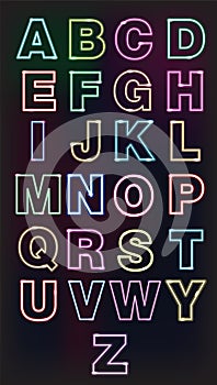 Neon glow alphabet