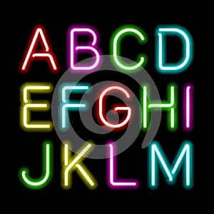 Neon glow alphabet