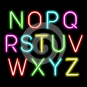Neon glow alphabet photo