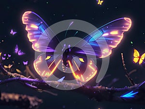 neon glow butterfly created with generative AI