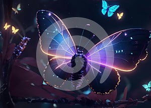 neon glow butterfly created with generative AI