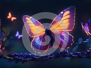 neon glow butterfly created with generative AI