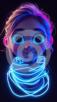 Neon Glow Child Portrait