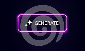 Neon Glow Generate Buttons Set for Modern UI Design, Web Applications, and Game Interfaces Vector Illustration
