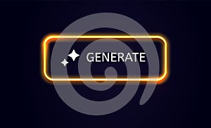 Neon Glow Generate Buttons Set for Modern UI Design, Web Applications, and Game Interfaces Vector Illustration