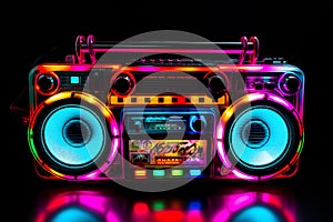 Neon Glow Retro Boombox