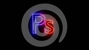 neon glowing adobe Photoshop logo image