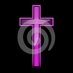 Neon glowing Christian Cross. Vector illustration