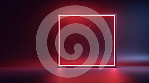 Neon Glowing Heart Frame on Dark Red Gradient Background With Space for Typography and Design Elements