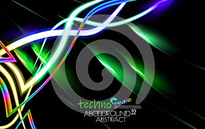 Neon glowing hi-tech futuristic abstract background, design concept of genetic engineering, analysis DNA molecule, optical fiber