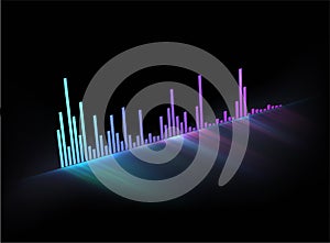 Neon glowing music track sound wave. Modern styled musical vector illustration. Template for video cover or poster or any music