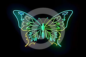 Neon glowing outlined illustration of butterfly